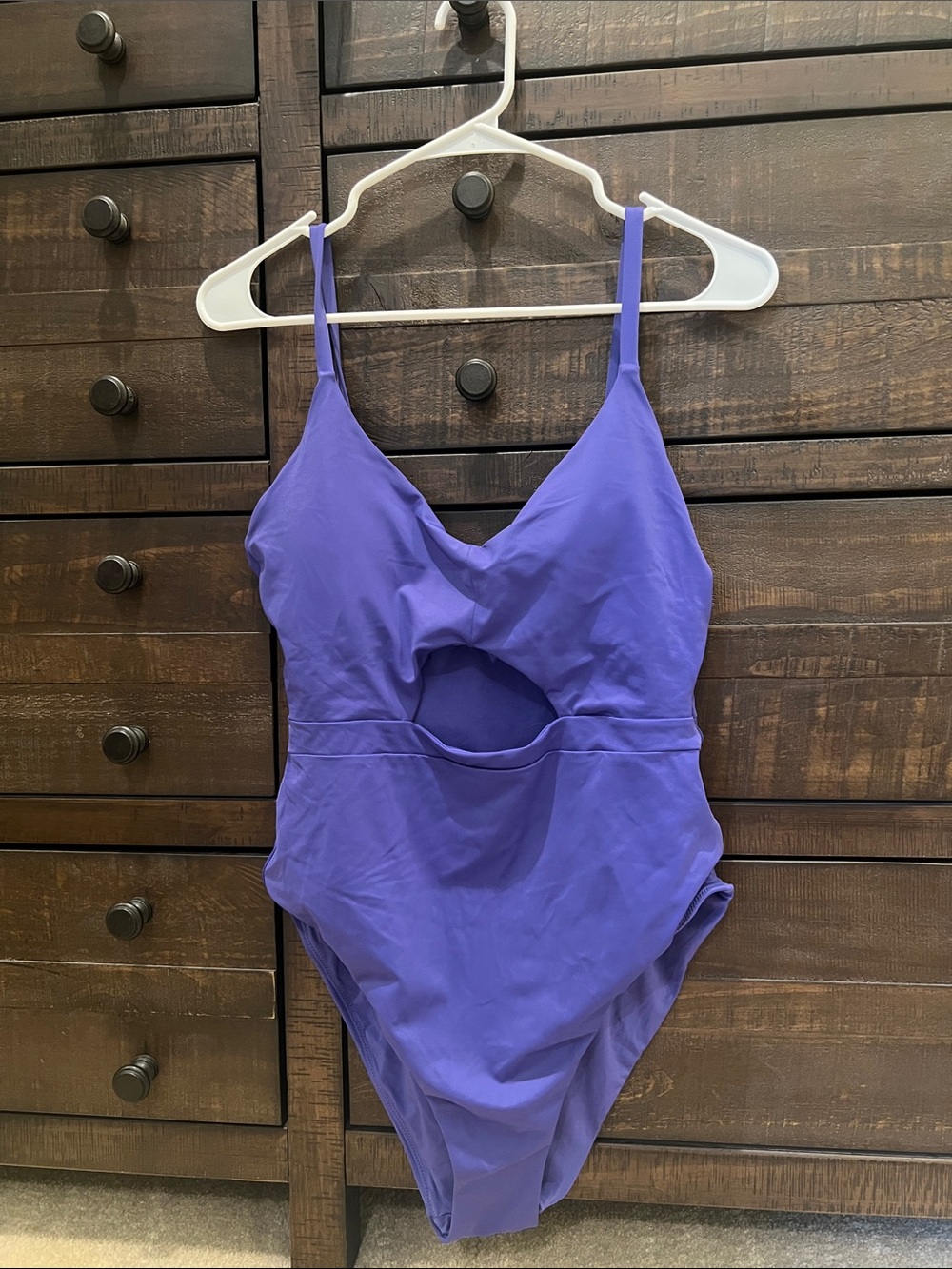 Purple One-Piece Swimsuit with Front Cutout